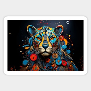 Leopard Animal Portrait Colorful Painting Sticker